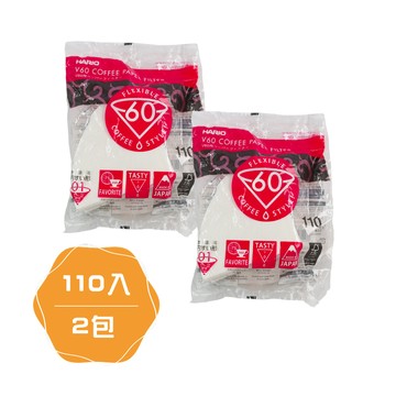 HARIO V60_日本酵素漂白咖啡濾紙-圓錐形-110張*2包-1~2杯用-日本製(VCF-01-110W*2)