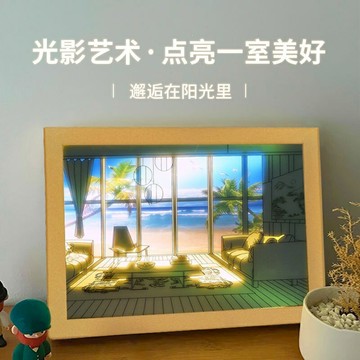 燈光畫 燈光畫動漫 燈光掛畫 led燈光畫2023新款ins瑞小夜燈同學畢業季禮物桌面小啊件生日禮物