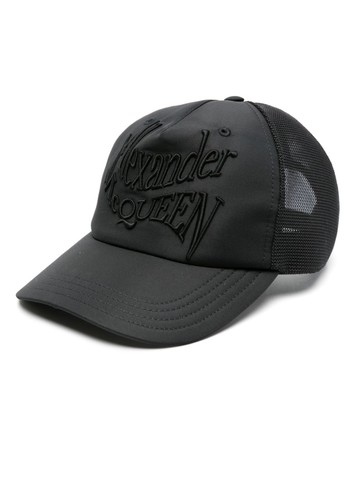 Alexander McQueen - logo-embroidered mesh baseball cap - men - Polyester/Lamb Skin/Polyamide - L - Black