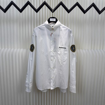 外貿巴黎b家秋冬新款 標識刺繡徽章長袖襯衫男女款壹件代發鑫弘-錦衣華服