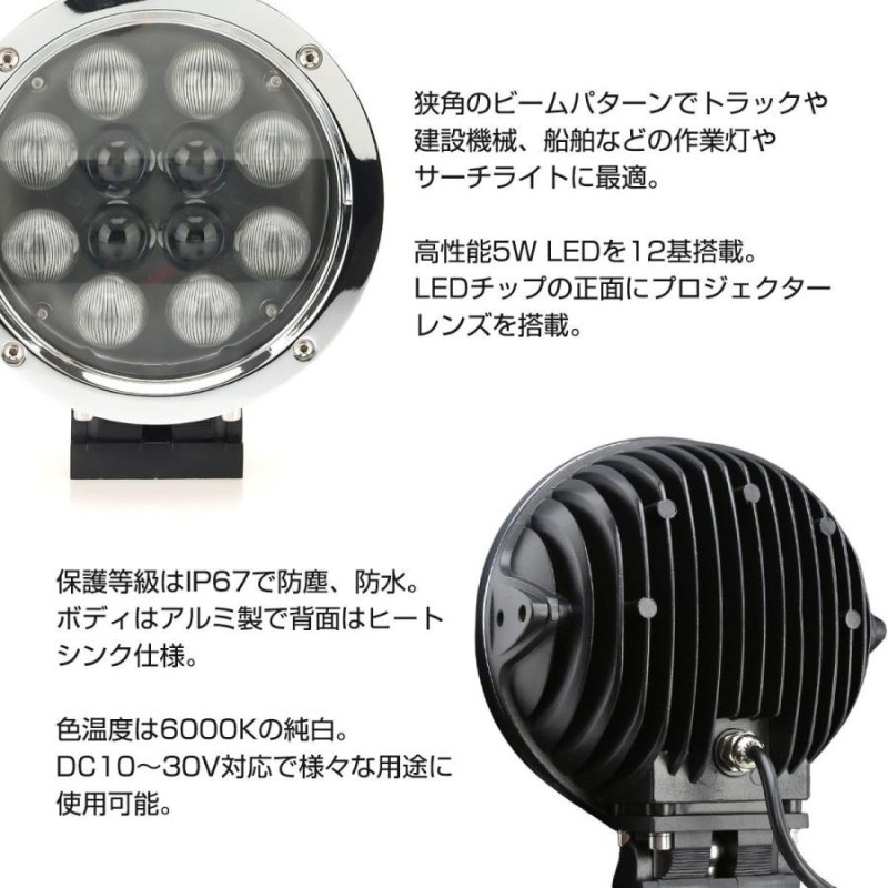 180W 広角 LED ワークライト作業灯 サーチライト 12V 24V対応 - パーツ