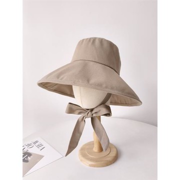 法式綁帶遮臉防曬漁夫帽子女夏季防紫外線大帽檐遮陽帽出游可折疊