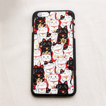 （新品5折限量1件）布藝可繡字刻字  蘋果手機殼 iPhone（i6.i6s,i6splus.i7.i7plus) 創意手機殼 保護殼 招財貓 生日禮物