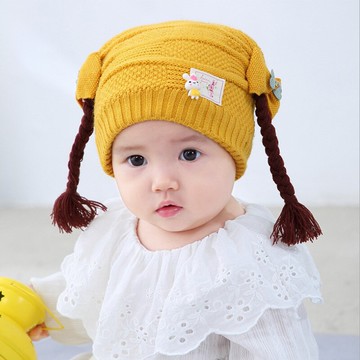 嬰兒公主帽秋冬季可愛女寶寶毛線帽韓版0-1歲新生兒假發帽子超萌