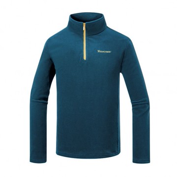 【【蘋果戶外】】山林 52F01 88 深藍【男款】刷毛保暖上衣 半門襟 立領長袖排汗衣 中層衣 秋冬保暖登山 秋冬 Mountneer