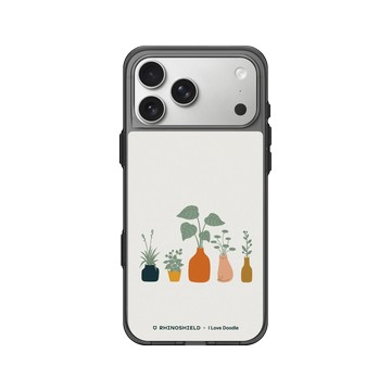 iPhone 17 Pro Max Clear (相機按鈕) 酷墨灰 - ilovedoodle (Lim Heng Swee) - Cat and Plant - 花瓶