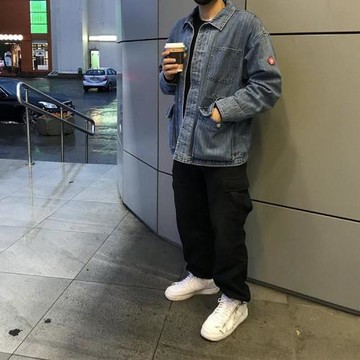 正確版本CAVEMPT牛仔外套日系水洗夾克單寧休閑日潮條紋大碼廓形