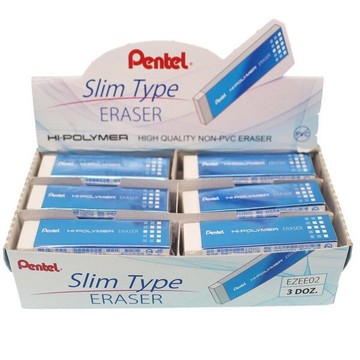 Pentel 飛龍牌 EZEE02 薄型橡皮擦/一盒36個入(定15) 環保塑膠擦 MIT製【領券滿額再折千12/31止】