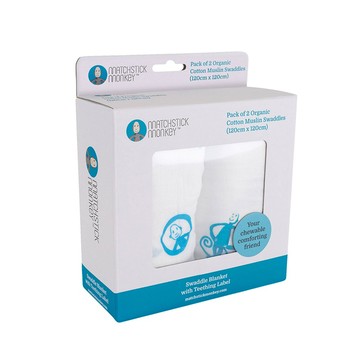 Matchstick Monkey 英國 100%有機棉包巾120x120cm(2入組)-多色可選