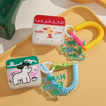 呆萌彈彈鴨&帽子小狗插畫  AirPods耳機保護套 耳機軟殼