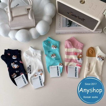Anyshop韓國襪 喵星人派對踝襪 可愛貓奴字母襪 貓咪 短襪 動物襪 韓襪 韓國襪子 女襪 女生襪01701