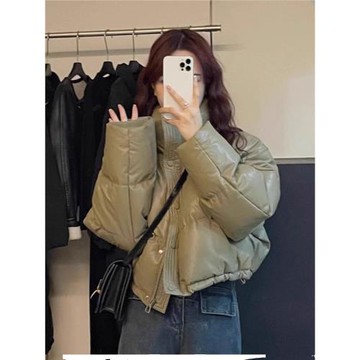 防水羽絨服女2025冬新款小個子短款顯瘦休閑今年流行外套pu皮上衣