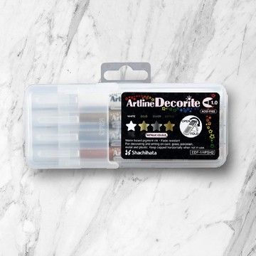 日本 SHACHIHATA   圓頭螢光水板筆-4入/金屬系列