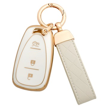 MD global TPU 智能鑰匙全包覆保護套 + 鑰匙圈套組  象牙白  雪佛蘭B型