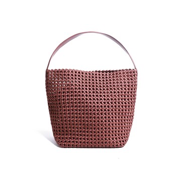 KOKKO簍空手工編織慵懶母子肩背包咖色