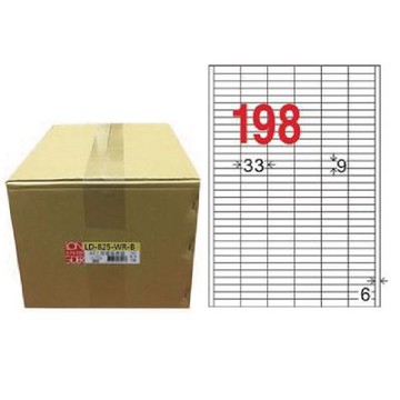 【龍德】LONGDER 三用電腦標籤 A4 198格9*33mm 可再貼 1000張/箱 LD-825-WR-B(適用雷射、噴墨、影印)
