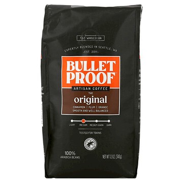 BulletProof, 手工咖啡，全豆，中度烘焙，12 盎司（340 克）