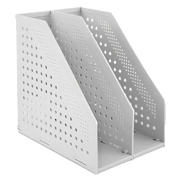 得力 開放式兩段折疊雜誌箱 方便收納 自由伸縮 安裝簡便 3mm厚PP材質  淺灰色  1個