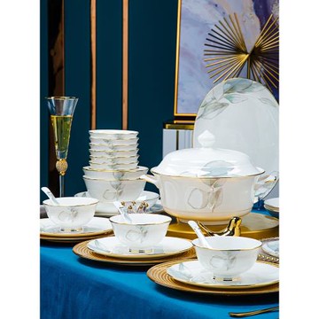 2026新款碗碟套裝家用高顏值中式輕奢景德鎮高溫陶瓷餐具喬遷新居