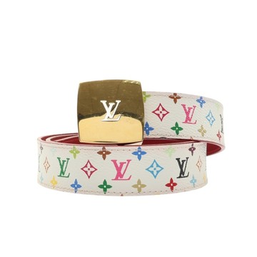 LOUIS VUITTON LV 路易威登 Ceinture LV Cut 皮帶 白彩 原花帆布 【二手名牌BRAND OFF】