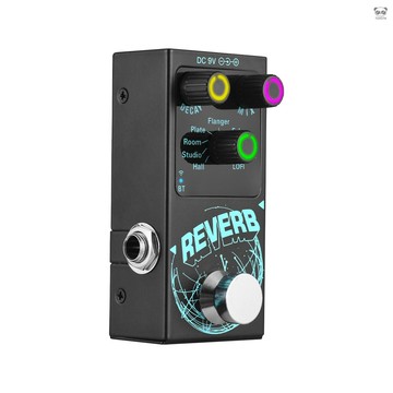 Reverb 電吉他效果器 數字混響 效果器腳踏 9種混響類型 支持伴奏 發光旋鈕 真旁路6.35mm輸入輸出接口 金屬