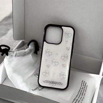 ✨iPhone手機殼✨小熊愛心適用蘋果17手機殼iPhone16promax膚感15水凝殼14/13/12女