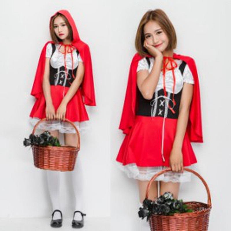ハロウィン 赤ずきん 童話 メイド服 レッド マント付き ワンピース ダンス パーティー イベントコスプレ衣装 Ps3214 通販 Lineポイント最大1 0 Get Lineショッピング