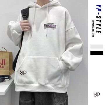 【超絕質感！台灣出貨】男潮版 港風 寬鬆版 帽T 大學T 印花T 長T 刷毛連帽印花大學T 情侶裝流行刷毛款