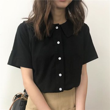 夏新款韓版范300斤加大碼百搭清新polo娃娃上衣寬松短袖女AA-67