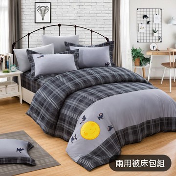 【繪見幾米】月亮忘記了 月光漫遊 經典格紋 刺繡 兩用被床包組