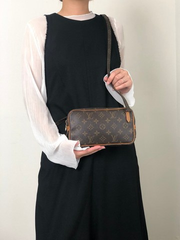 【日本直送 名牌中古包】LOUIS VUITTON 路易威登 Monogram 側背包 棕色 PVC 皮革 vintage u4jnak