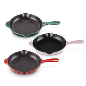 LE CREUSET -琺瑯鑄鐵鍋單耳單柄圓煎盤23cm (綠光森林/雪紡粉/櫻桃紅)