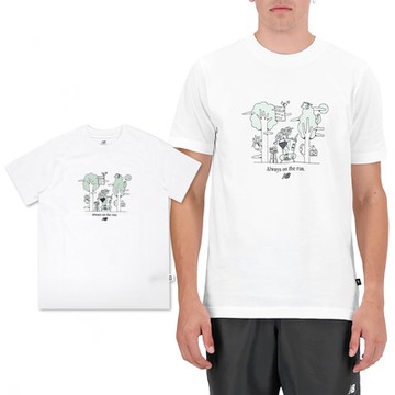 New Balance 短袖 Sport Explorer Tee 男款 白 綠 純棉 短T 棉T NB MT41912WT