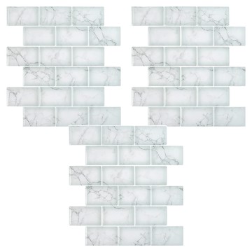 WE CHAMP 仿真大理石紋磁磚貼 WTB-394 3片 30 x 30cm 白色 - 輕鬆打造大理石質感牆面