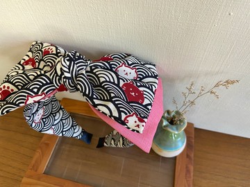 雙層綁結髮箍 / 黑波喵 - 粉