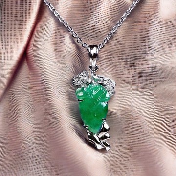 冰種翡翠含苞待放項鍊 18K金鑲嵌墜頭 | 天然緬甸翡翠A貨 | 送禮