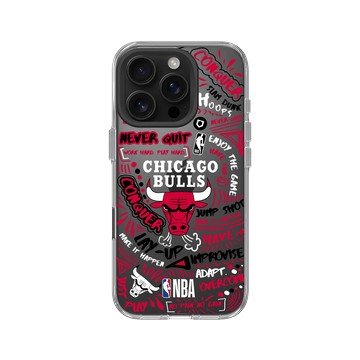 iPhone 16 Pro Clear Case（相機按鈕） 透明 - NBA - 塗鴉系列-芝加哥公牛 Chicago Bulls - Graffiti