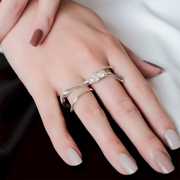 SLOW ROVER｜宇宙冰晶 暴風冰晶雙指戒-純銀 - #6-#4