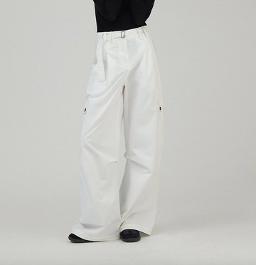 tomboy少年感 斜紋打褶寬鬆長褲