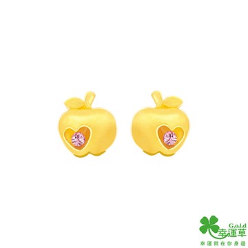 幸運草金飾 蘋安順心黃金/水晶耳環
