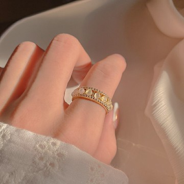 復古貓眼石戒指女年新款潮網紅開口戒ins小眾設計高級感指環