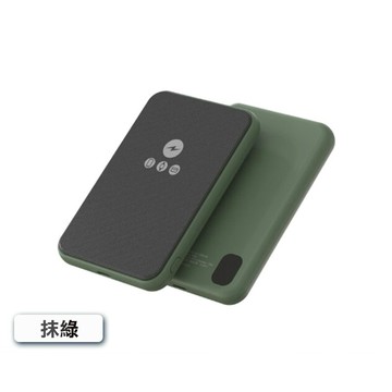 POLYBATT - 三用快充磁吸行動電源 5000mAh LT001 石墨烯 無線充磁吸-抹綠-5000mAh
