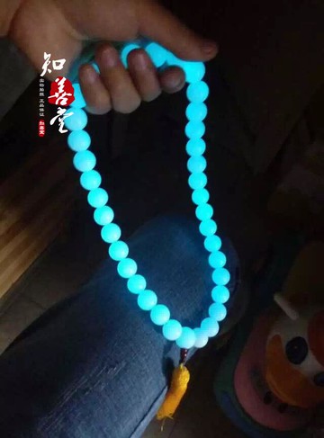 天然夜光寶石手鏈36顆佛珠念珠 夜光石手串螢石夜光石原石手持