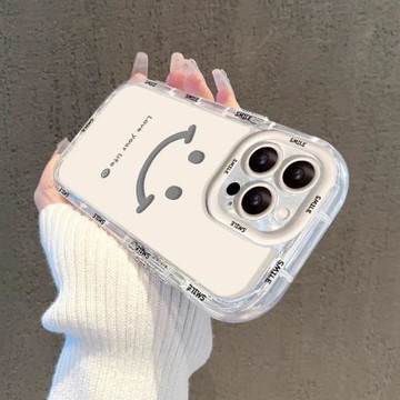 適用蘋果17promax手機殼新款彩繪iPhone16plus保護套15Pro簡約笑臉14透明補妝鏡面12創意xs高級感女17Pro硅膠