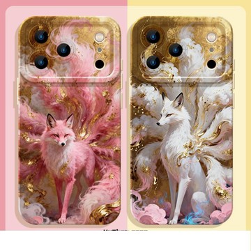 鎏金九尾狐 矽膠軟殼 手機殼 適用於 iPhone17 16 15 14 13 12 11 ProMax 防摔保護套
