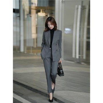 2025新款保暖西裝兩件套干練簡約商務辦公西服職業通勤修身套裝女