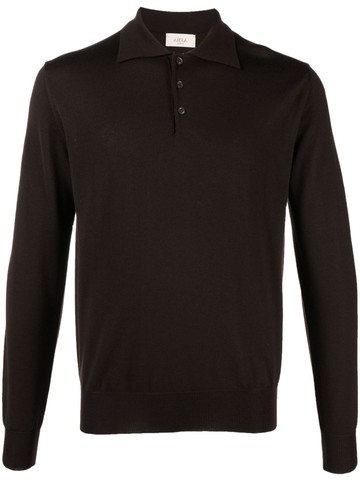 Altea - ribbed virgin wool polo shirt - men - Virgin Wool - XL - Brown