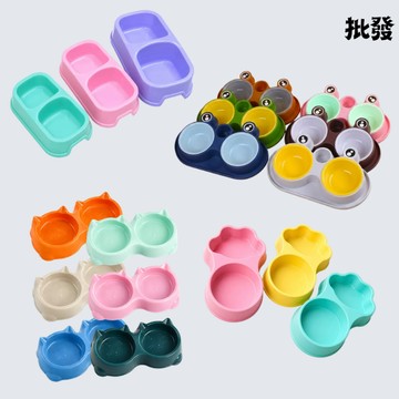 寵物水碗 寵物雙碗 貓爪造型碗 寵物碗 寵物餐盤 狗碗 雙耳造型碗 貓碗 飲水餵食二合一 飼料碗 寵物飯碗 塑膠餐盤