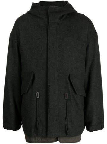 STUDIO TOMBOY - slouch-hood concealed-fastening jacket - men - Wool/Acrylic/Nylon/Polyester/Rayon/Polyester/Polyester - M - Green