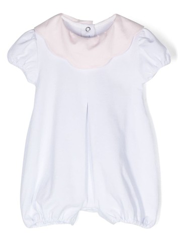 Siola - scalloped-collar body - kids - Spandex/Elastane/Cotton - 9 mth - White
